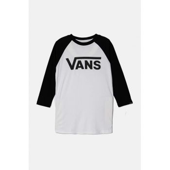 Vans longsleeve din bumbac pentru copii CLASSIC RAGLAN culoarea negru, modelator, VN0003P3BLK1