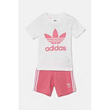 adidas Originals set de bumbac pentru bebelusi SHORT TEE SET culoarea roz, JE0523