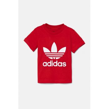 adidas Originals tricou copii TREFOIL TEE culoarea rosu, cu imprimeu, IX5115