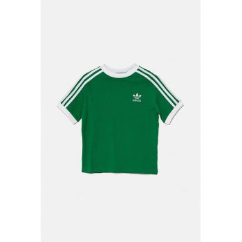 adidas Originals tricou de bumbac pentru copii 3STRIPES TEE culoarea verde, IY7431