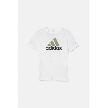 adidas tricou de bumbac pentru copii U BL 2 TEE culoarea alb, cu imprimeu, IX9527