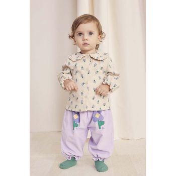 Bobo Choses bluza din bumbac pentru bebelusi Pansy Flower culoarea bej, modelator, 224AB026