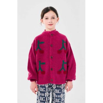 Bobo Choses cardigan cu amestec de lână pentru copii Cherry culoarea roz, 224AC124