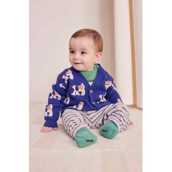 Bobo Choses cardigan din bumbac pentru bebeluși Fairy Dog culoarea albastru marin, 224AB088