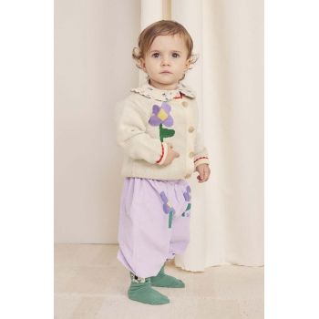 Bobo Choses cardigan din bumbac pentru bebeluși Pansy Flower culoarea alb, 224AB089