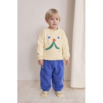 Bobo Choses hanorac de bumbac pentru bebelusi Funny face culoarea galben, cu imprimeu, 224AB030