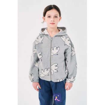 Bobo Choses hanorac de bumbac pentru copii Freedom Bird culoarea gri, cu glugă, modelator, 224AC061