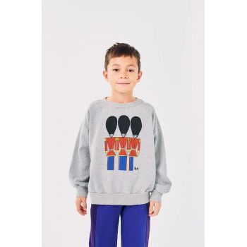 Bobo Choses hanorac de bumbac pentru copii Little Tin Soldier culoarea gri, cu imprimeu, 224AC045