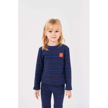 Bobo Choses longsleeve copii Funny face culoarea maro, neted, 224AC026