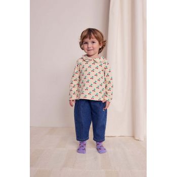 Bobo Choses longsleeve din bumbac pentru bebeluși Cherry culoarea bej, 224AB022