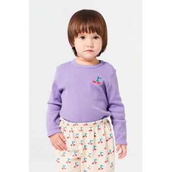 Bobo Choses longsleeve din bumbac pentru bebeluși Cherry culoarea violet, 224AB019