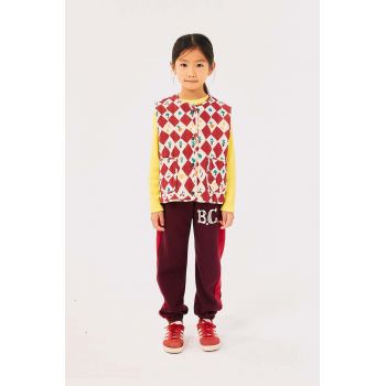 Bobo Choses pantaloni de trening din bumbac pentru copii culoarea bordo, cu imprimeu, 224AC081