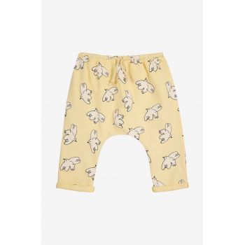 Bobo Choses pantaloni de trening pentru bebeluși Freedom Bird culoarea galben, modelator, 224AB058