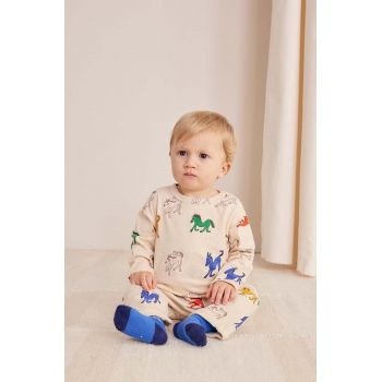 Bobo Choses pantaloni de trening pentru bebeluși Wonder Horse culoarea bej, modelator, 224AB060