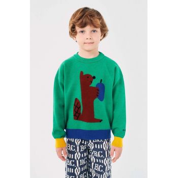 Bobo Choses pulover copii Hungry Squirrel culoarea verde, 224AC117