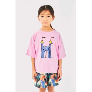 Bobo Choses tricou de bumbac pentru copii Faraway Castle culoarea roz, 224AC005