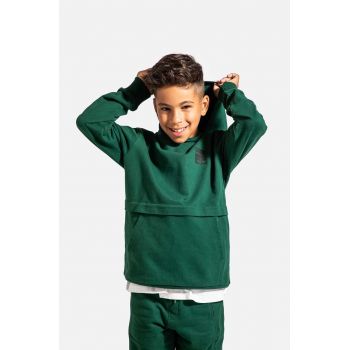 Coccodrillo bluza copii culoarea verde, cu glugă, cu imprimeu, EVERYDAY BOY