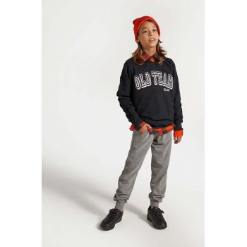 Coccodrillo pantaloni de trening din bumbac pentru copii culoarea gri, neted, EVERYDAY BOY