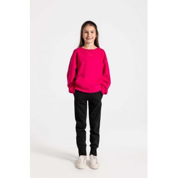 Coccodrillo pantaloni de trening din bumbac pentru copii culoarea negru, neted, EVERYDAY GIRL