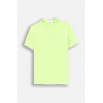 Coccodrillo tricou copii culoarea verde, cu turtleneck, ACADEMY GIRL JUNIOR