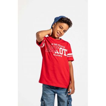 Coccodrillo tricou de bumbac pentru copii culoarea rosu, cu imprimeu, ACADEMY BOY JUNIOR