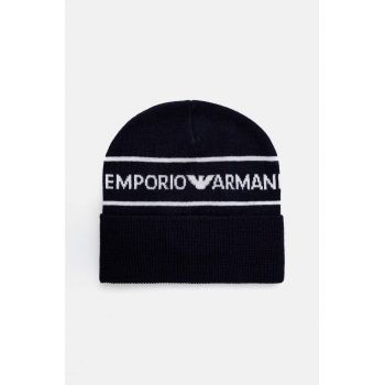 Emporio Armani șapcă de lână pentru copii culoarea albastru marin, 404707 4F490