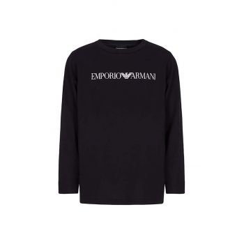 Emporio Armani longsleeve din bumbac pentru copii culoarea albastru marin, cu imprimeu, 8N4TN6 1JPZZ