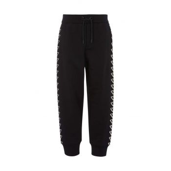 Emporio Armani pantaloni de trening din bumbac pentru copii culoarea negru, cu imprimeu, EB000021 AF10381