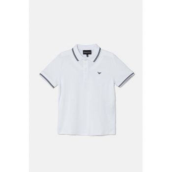 Emporio Armani tricou polo copii culoarea alb, cu imprimeu, 8N4FB3 1JPTZ