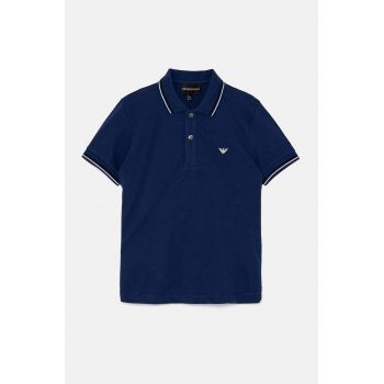 Emporio Armani tricou polo copii culoarea albastru marin, cu imprimeu, 8N4FB3 1JPTZ