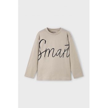 Mayoral longsleeve din bumbac pentru copii culoarea bej, cu imprimeu, 4039