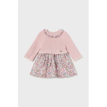 Mayoral Newborn rochie din bumbac pentru bebeluși culoarea roz, mini, evazati, 2886