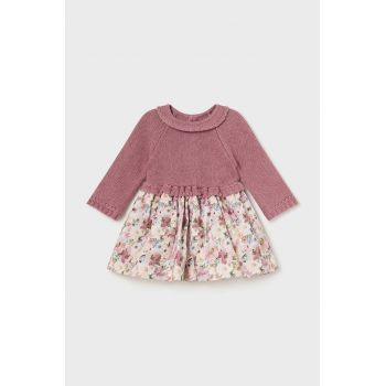 Mayoral Newborn rochie din bumbac pentru bebeluși culoarea roz, mini, evazati, 2886