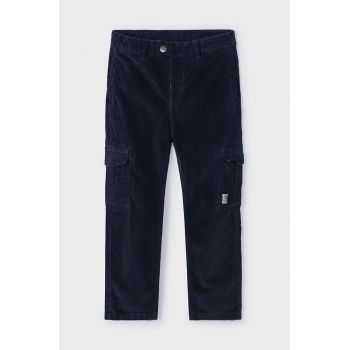 Mayoral pantaloni copii cargo sztruks culoarea albastru marin, neted, 4535