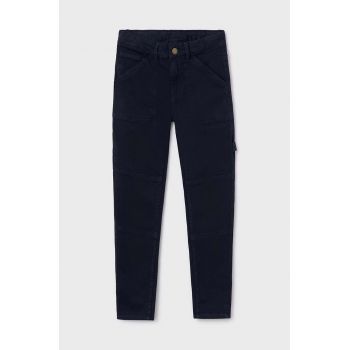 Mayoral pantaloni copii worker culoarea albastru marin, neted, 7535