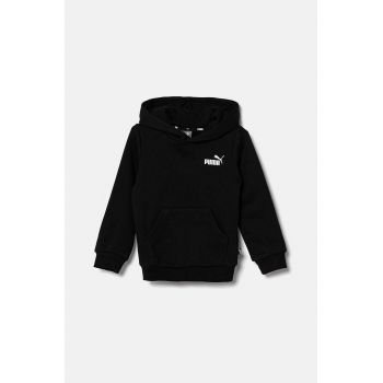 Puma bluza copii ESS Small Logo Hoodie FL B culoarea negru, cu glugă, cu imprimeu