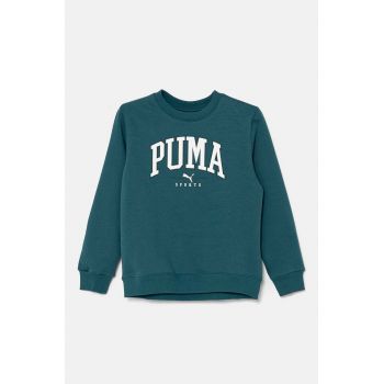 Puma bluza copii SQUAD Crew culoarea verde, cu imprimeu, 682774