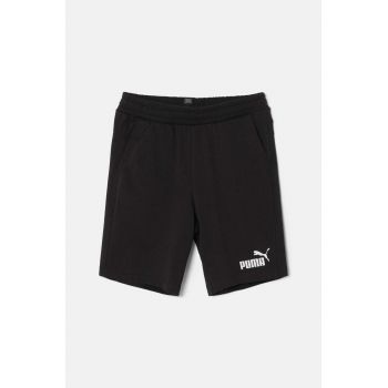 Puma pantaloni scurți din bumbac pentru copii ESS Jersey Shorts culoarea negru, cu imprimeu, talie reglabila, 586971