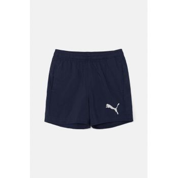 Puma pantaloni scurti copii ACTIVE Woven Shorts culoarea albastru marin, cu imprimeu, talie reglabila, 586981