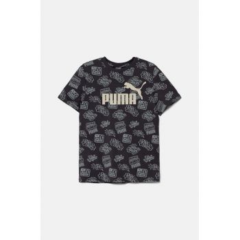 Puma tricou de bumbac pentru copii ESS+ MID 90s AOP Tee culoarea gri, modelator, 681875