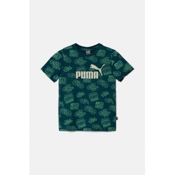 Puma tricou de bumbac pentru copii ESS+ MID 90s AOP Tee culoarea verde, modelator, 681875