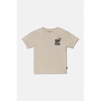 Puma tricou de bumbac pentru copii ESS+ MID 90sphic Tee culoarea bej, 681874