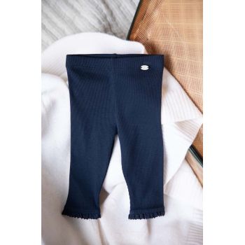 Tartine et Chocolat leggins din bumbac pentru bebeluși culoarea albastru marin, neted, TZ24001