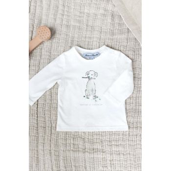 Tartine et Chocolat longsleeve din bumbac pentru bebeluși culoarea verde, cu imprimeu, TZ10051