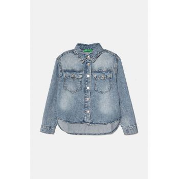 United Colors of Benetton camasa din denim pentru copii 59K4CQ03B