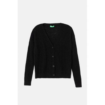 United Colors of Benetton cardigan cu amestec de lână pentru copii culoarea negru, 126WC601O