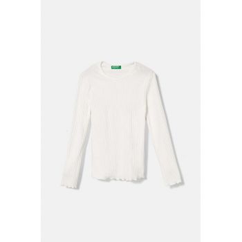 United Colors of Benetton longsleeve copii culoarea alb, 3F1AC10LI