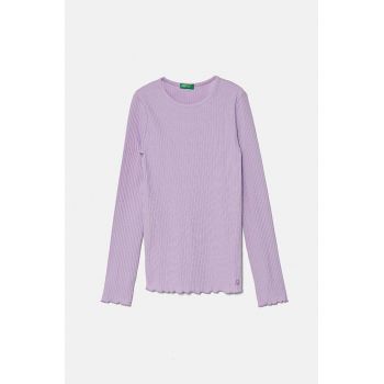 United Colors of Benetton longsleeve copii culoarea violet, 3F1AC10LI