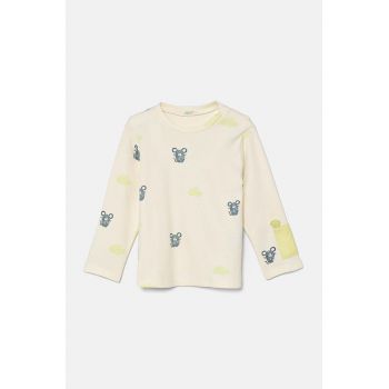 United Colors of Benetton longsleeve din bumbac pentru bebeluși culoarea bej, modelator, 3M28A1053