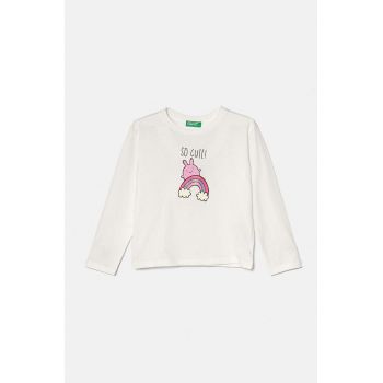 United Colors of Benetton longsleeve din bumbac pentru copii culoarea alb, 3I1XG10FI